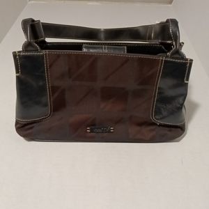 Nine West Black/Brown Leather and Material Shoulder Handbag✨